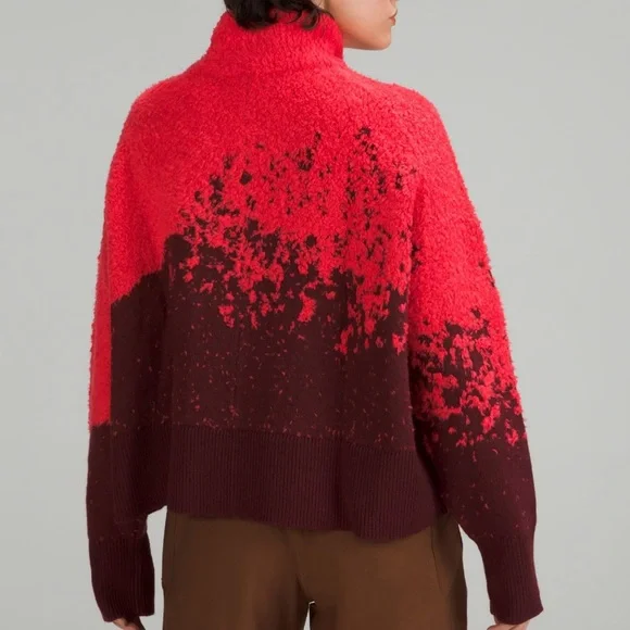 403. Lululemon ombré knit texture turtleneck size 6 in red merlot/carnation red - Picture 2 of 5